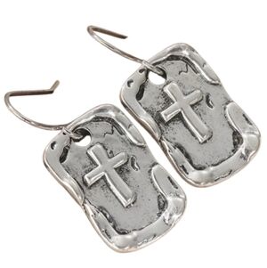 Silvertone Cross Dangle Earrings